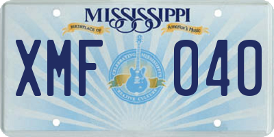 MS license plate XMF040
