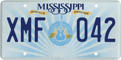 MS license plate XMF042