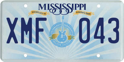 MS license plate XMF043