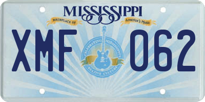 MS license plate XMF062