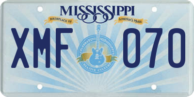 MS license plate XMF070