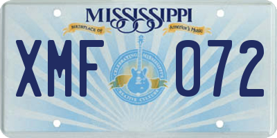 MS license plate XMF072