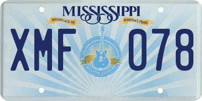 MS license plate XMF078