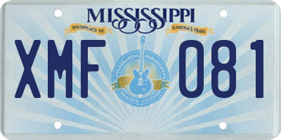 MS license plate XMF081