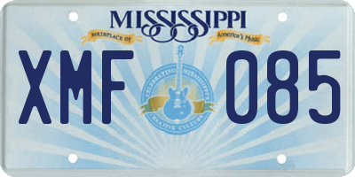 MS license plate XMF085