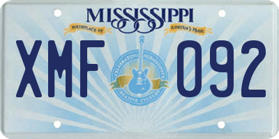 MS license plate XMF092