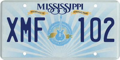 MS license plate XMF102