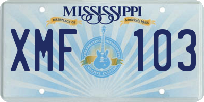 MS license plate XMF103