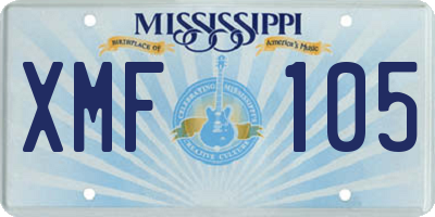 MS license plate XMF105