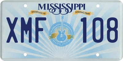 MS license plate XMF108