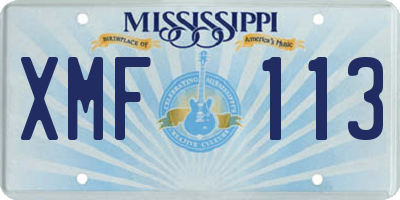 MS license plate XMF113