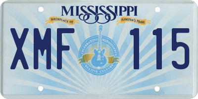 MS license plate XMF115
