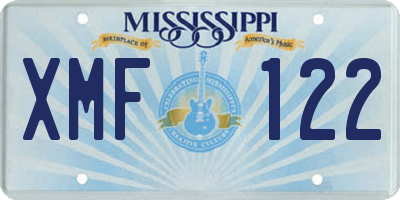 MS license plate XMF122
