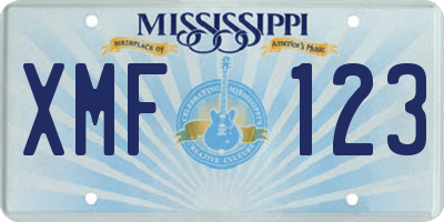 MS license plate XMF123