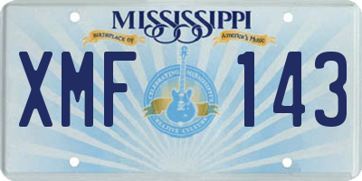 MS license plate XMF143