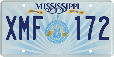 MS license plate XMF172
