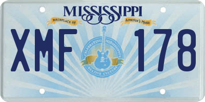 MS license plate XMF178
