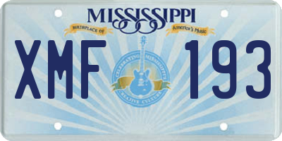 MS license plate XMF193