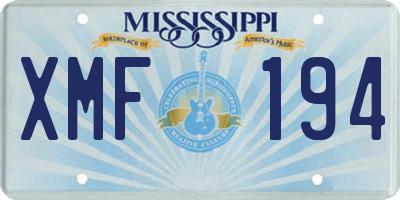 MS license plate XMF194