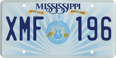 MS license plate XMF196