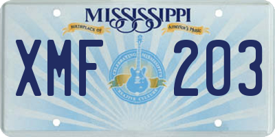 MS license plate XMF203