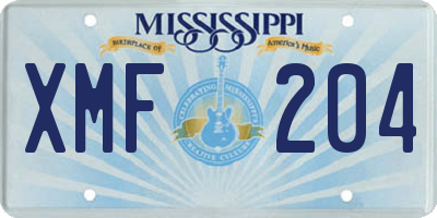 MS license plate XMF204