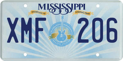 MS license plate XMF206