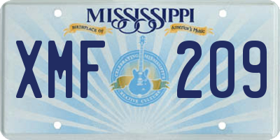 MS license plate XMF209