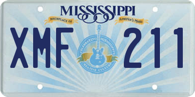 MS license plate XMF211