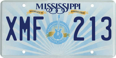 MS license plate XMF213