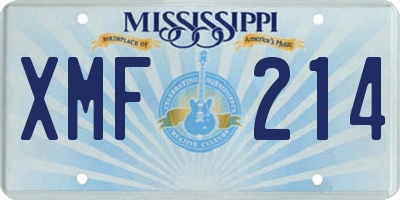 MS license plate XMF214