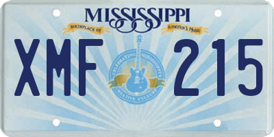 MS license plate XMF215