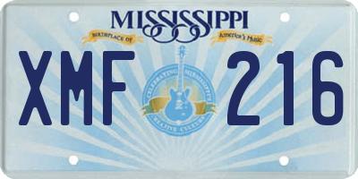 MS license plate XMF216
