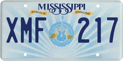 MS license plate XMF217