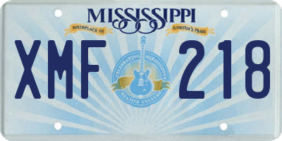 MS license plate XMF218