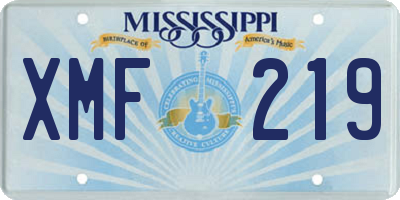 MS license plate XMF219