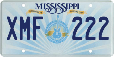 MS license plate XMF222