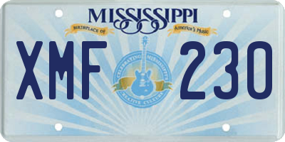 MS license plate XMF230