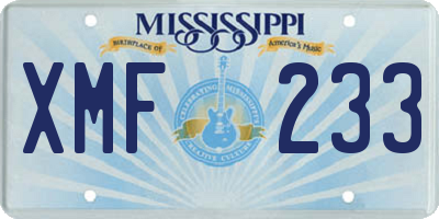 MS license plate XMF233
