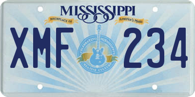 MS license plate XMF234