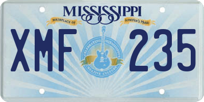 MS license plate XMF235