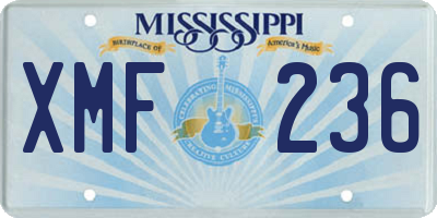 MS license plate XMF236