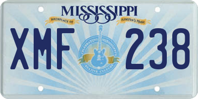 MS license plate XMF238