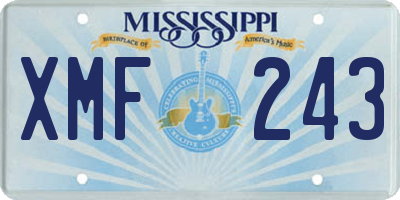 MS license plate XMF243