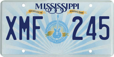 MS license plate XMF245