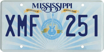MS license plate XMF251