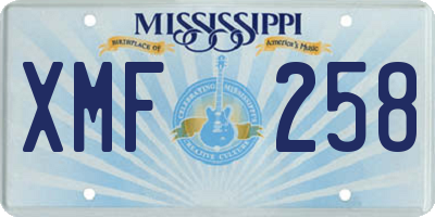 MS license plate XMF258