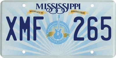 MS license plate XMF265