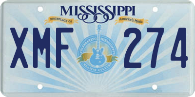 MS license plate XMF274