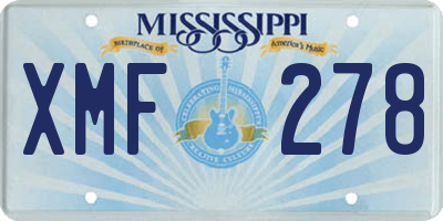 MS license plate XMF278